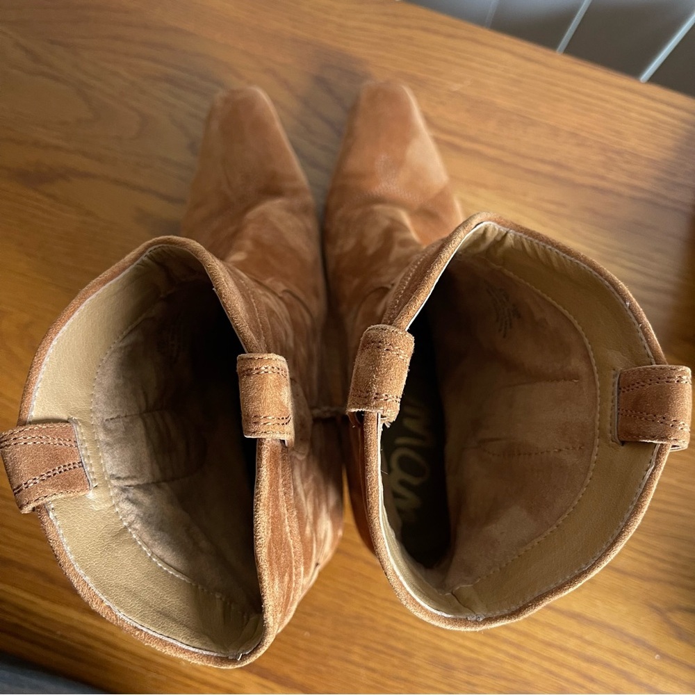 Sam Edelman Taryn Suede Western Ankle Boots Kitten Heel Brown Size 8.5 - Picture 14 of 15
